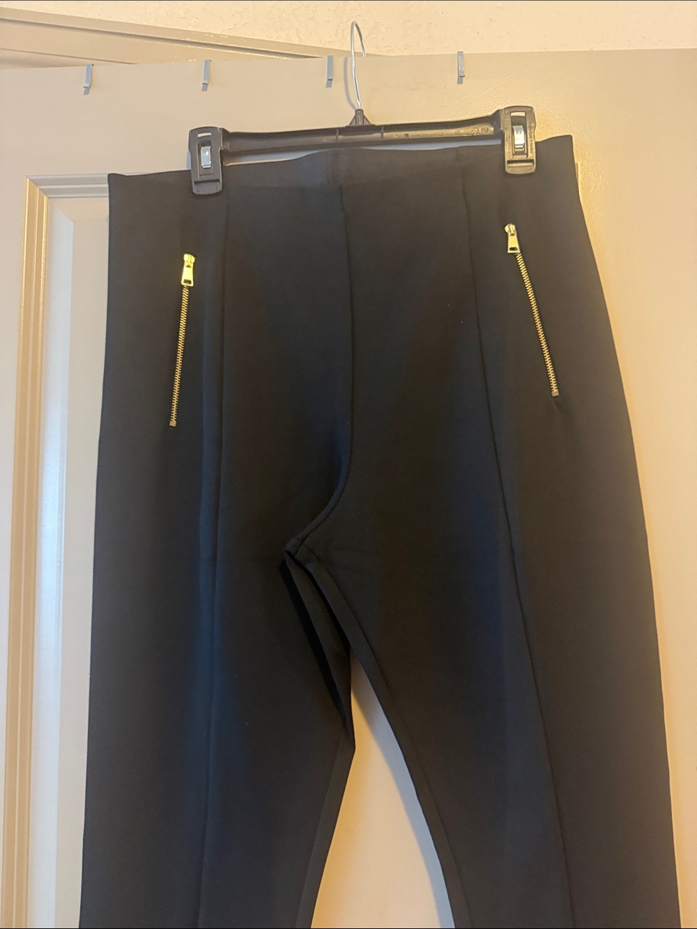 Black Women’s a Dress Pants with Gold Zipper Accents